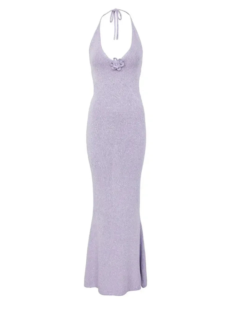Flower Knit Maxi Dress Luxlife Brands