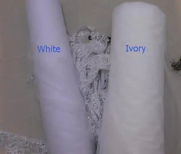 Luxurious White Ivory 5 M Cathedral Long Voile 3D Appliques Soft Lace Wedding Veil Bridal Veils with Comb Bride Wedding Accesso LUXLIFE BRANDS