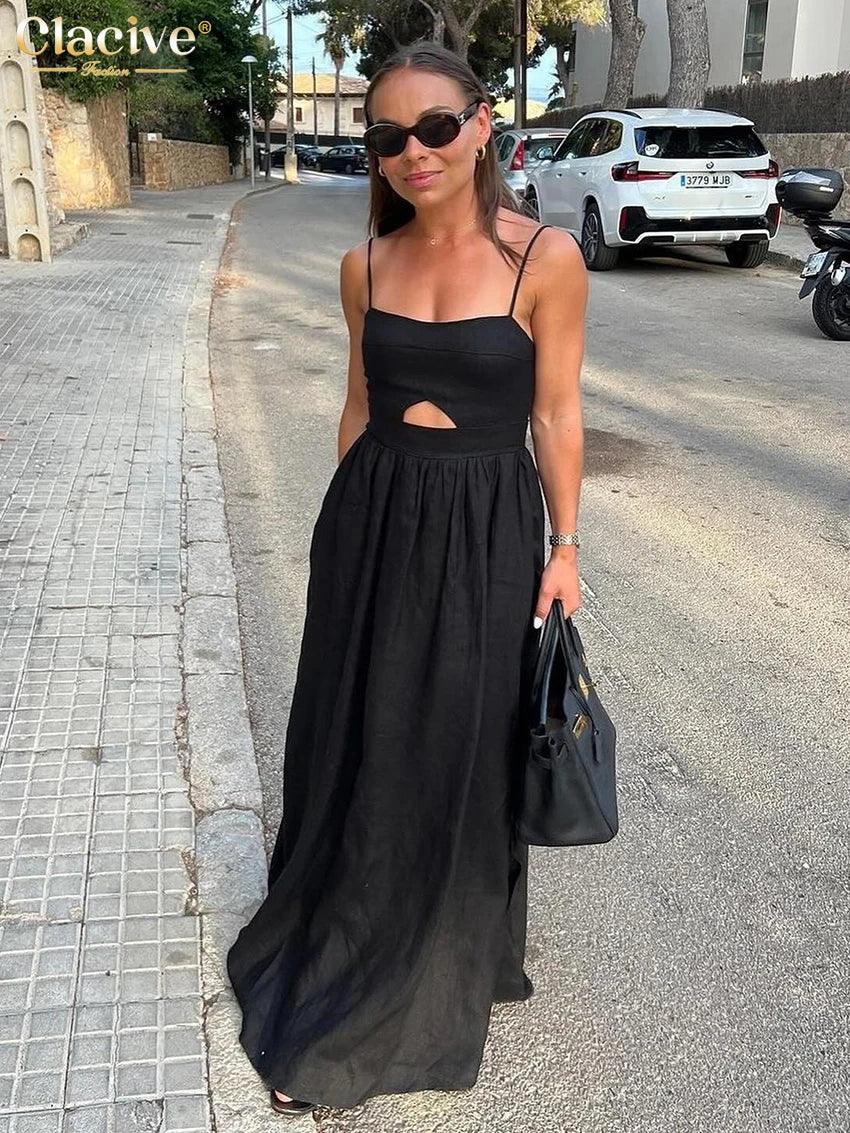 Stunning Black Cotton Prom Dress LUXLIFE BRANDS