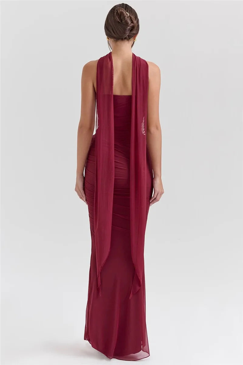 Elegant Wine Strapless Maxi Skirt Set Luxlife Brands