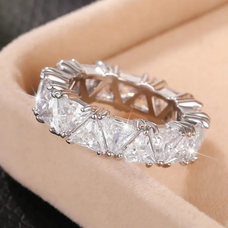 Huitan Triangular CZ Promise Rings for Women Luxury Trendy Wedding Bands Accessories Engagement Party Hot Fashion Female Jewelry Luxlife Brands