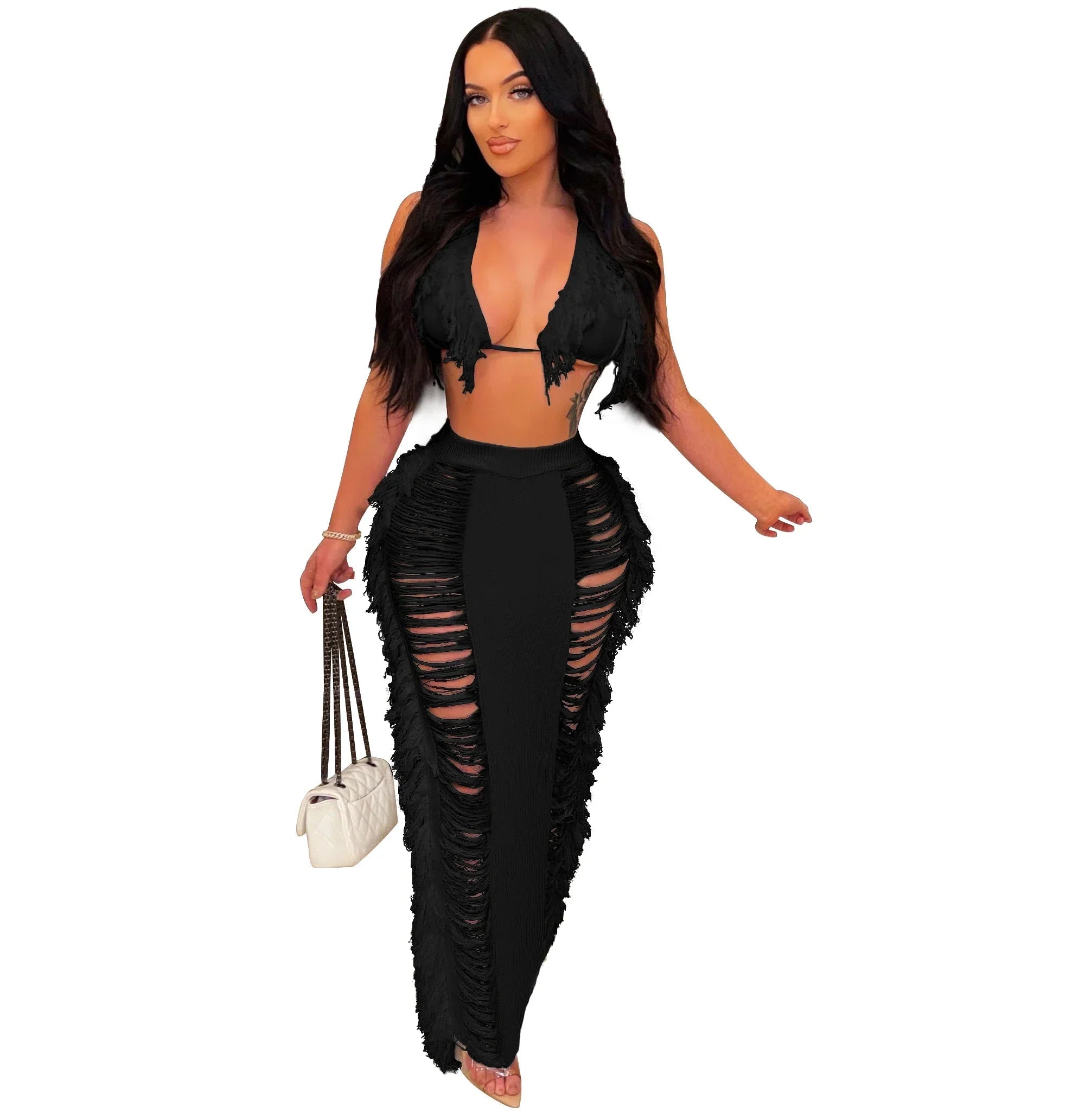 Maui Crochet Halter Crop Top & Pants Beach Set Luxlife Brands