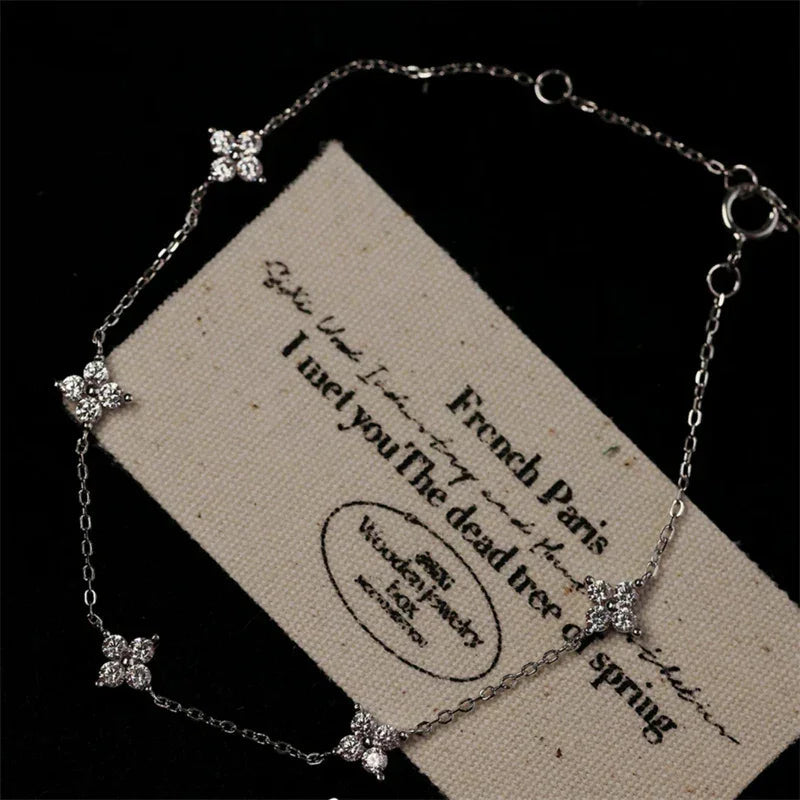 2024 New Crystal Flower Stainless Steel Bracelet Women Fashion Personality Korean Bracelet Jewelry Accessories Anniversary Gift Luxlife Brands