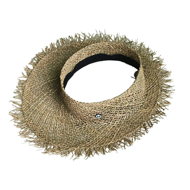 Designer French Elegant Women's Summer RB Letter Straw Hat Wide Brim Breathable Sun Protect Fashionable Beach Vacation Sun Hat Luxlife Brands