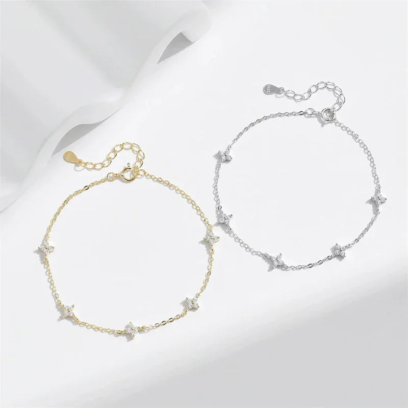 2024 New Crystal Flower Stainless Steel Bracelet Women Fashion Personality Korean Bracelet Jewelry Accessories Anniversary Gift Luxlife Brands