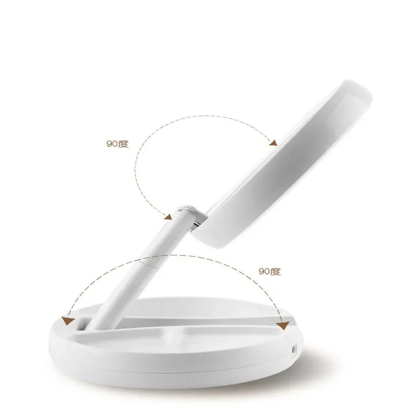 Foldable USB Charging or Battery Led Mirror Makeup White Vanity Cosmetic Mirror with Light 10X Magnifying Table Mirrors LUXLIFE BRANDS