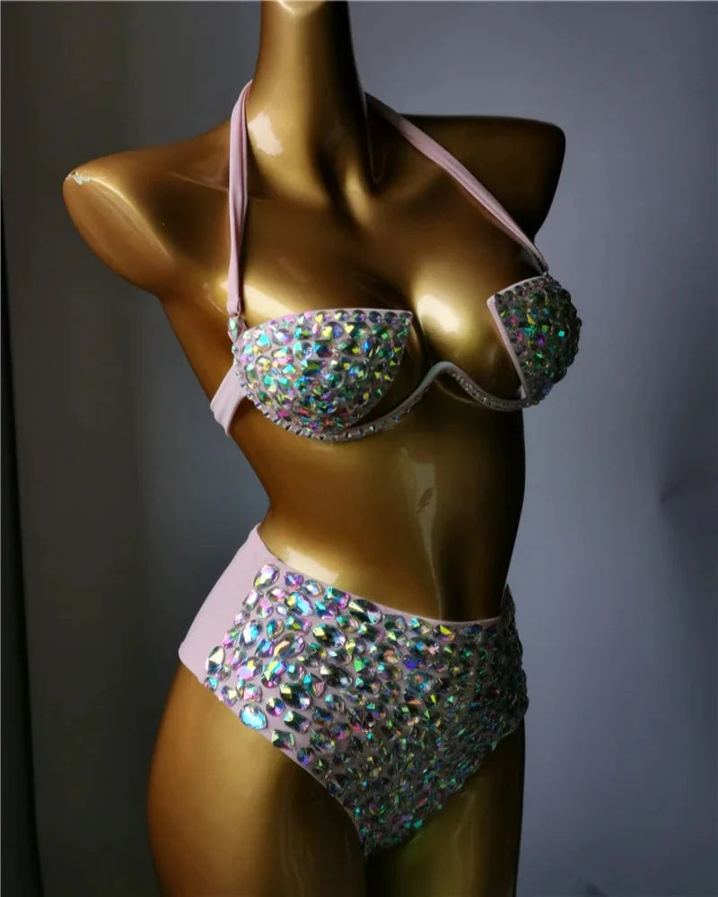 The Venus Horizon Rhinestone Bikini – Premium Crystal Triangle Showgirl Set