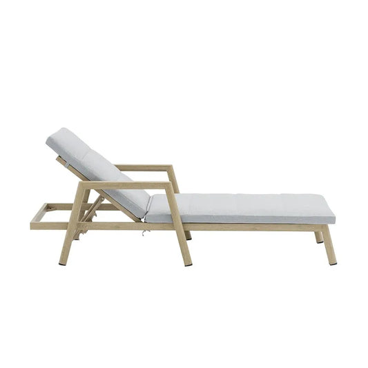 Aluminum Natural Fabric Sun Lounger Swimming Pool Outdoor Furniture Garden Set Terrace Hotel Beach Sling Chair Outdoor Living