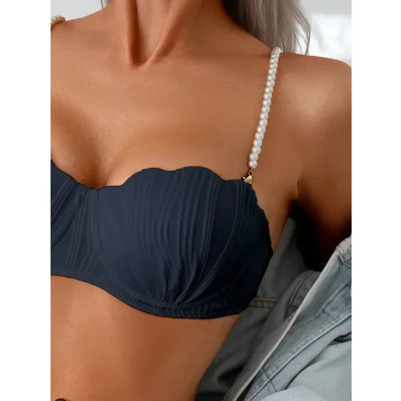 Pearl Ruched High Waist Bikini Luxlife Brands