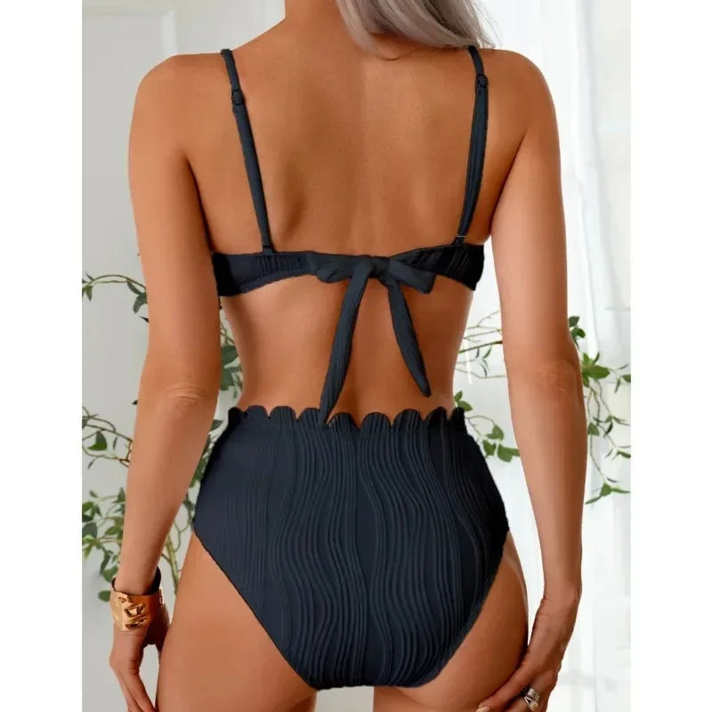 Pearl Ruched High Waist Bikini Luxlife Brands