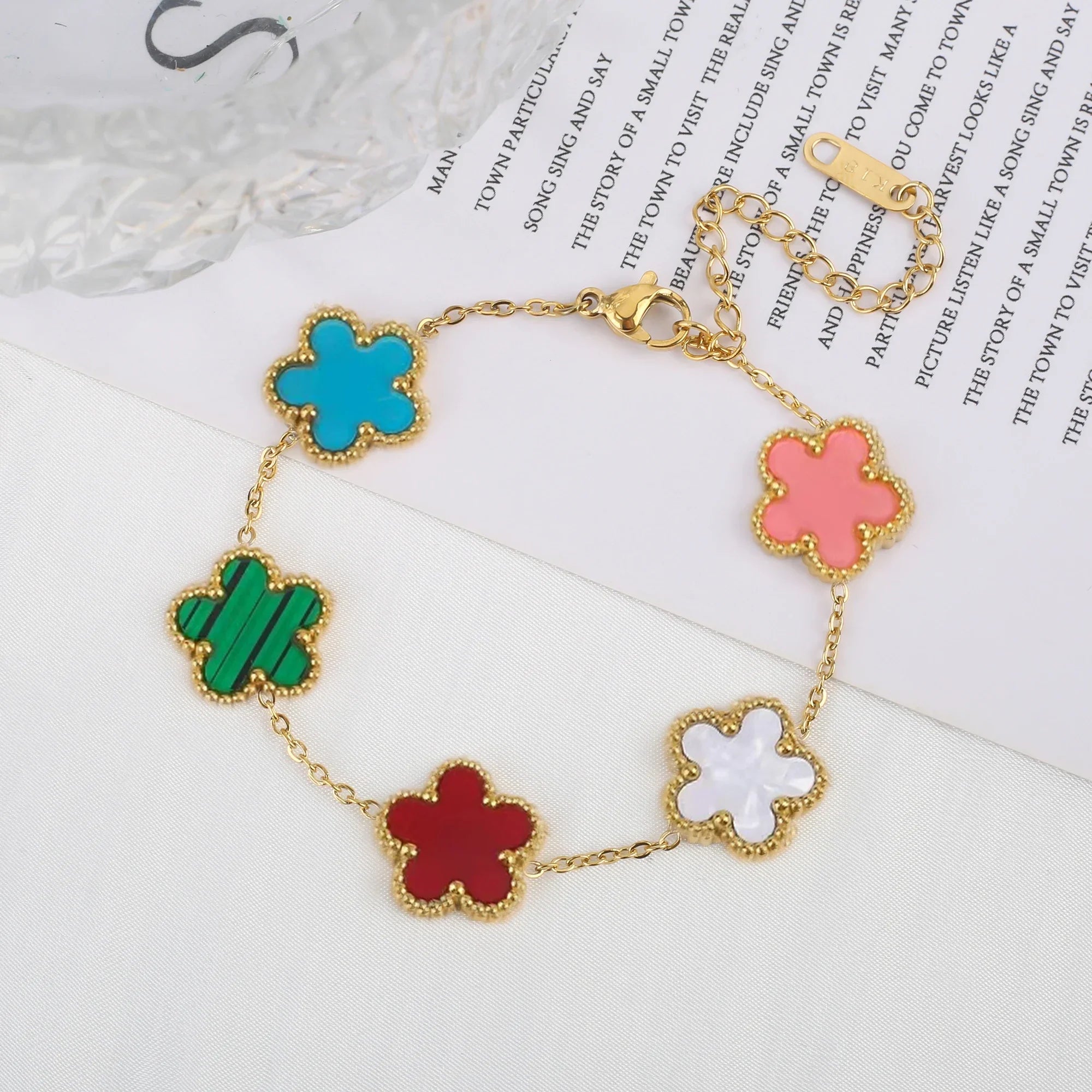 Classic Stainless Steel Hot Selling Golden Clover Adjustable Bracelet Luxury Five Leaf Flower Bracelet Jewelry For Women Gift Luxlife Brands
