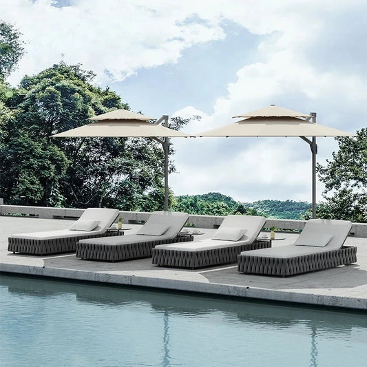Resort Outdoor Sun Loungers Set Hotel Garden Poolside Sun Loungers Villa Swimming Pool Lounge Chairs Resort Beach Sun Loungers