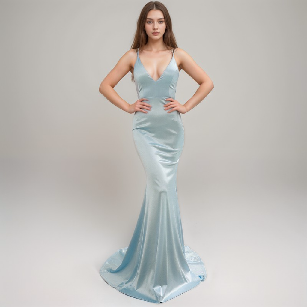 Sexy Deep V neck tie back mermaid silky satin prom dress SelenaHuanStudio