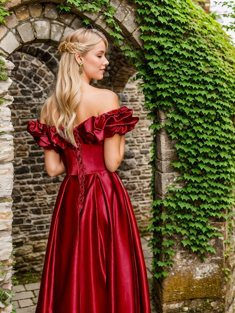 Sexy off-the-shoulder long princess style A-line satin prom dress with Ruffled sleeves SelenaHuanStudio