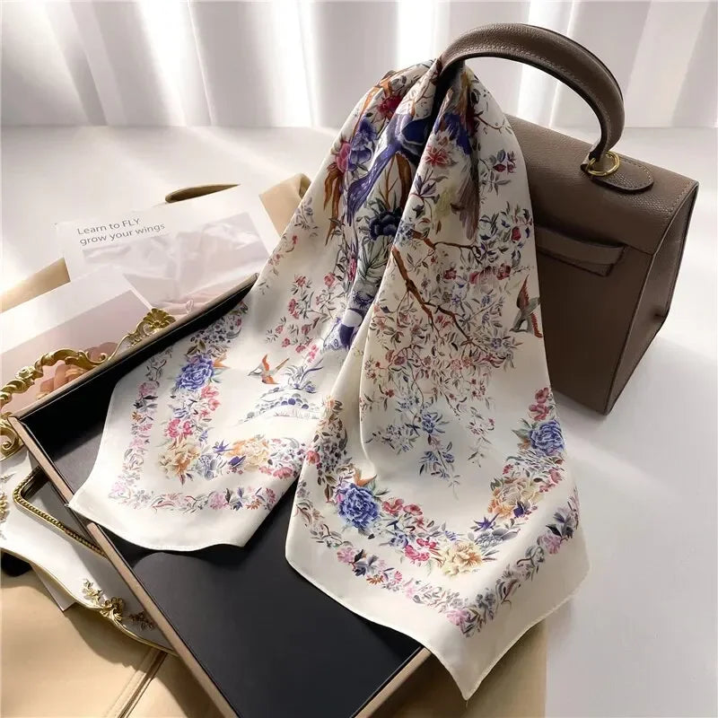 Print 70cm Silk Satin Headkerchief Women Luxury Design Neck Tie Scarf Female Hair Hand Wrist Foulard Shawl Hijab Bandana LUXLIFE BRANDS