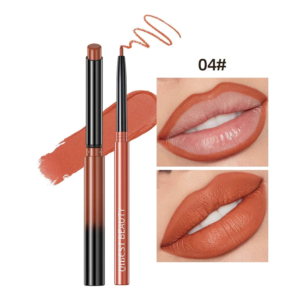 QIBEST Lipstick Pencil Waterproof Sexy Red Nude Purple Matte Tint Lipstick Lasting Lip liner Pen Longlasting Makeup Cosmetics Luxlife Brands