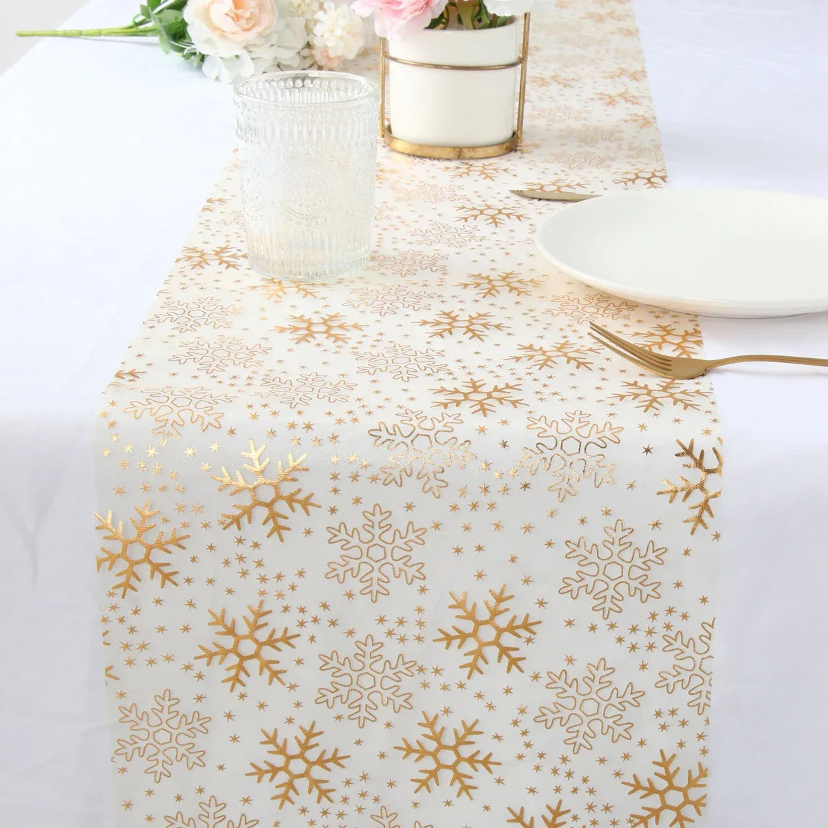 Sparkle Metallic Gold Thin Table Runner Luxlife Brands