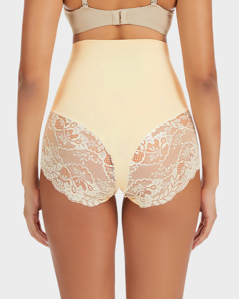 Smooth High-Waisted Sheer Lace Sculpting Brief (4 Pack) SheCurve