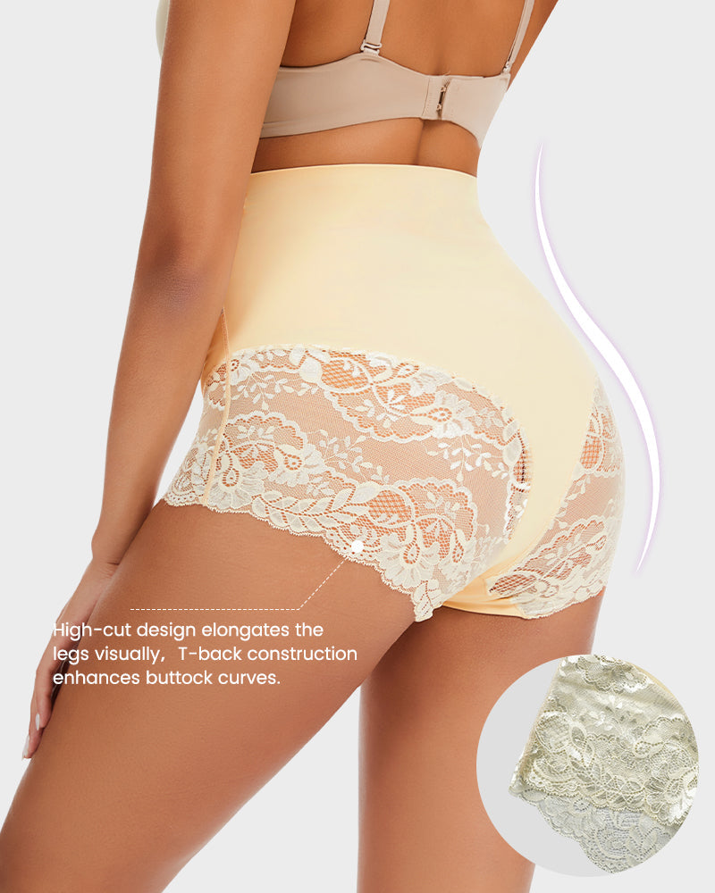 Smooth High-Waisted Sheer Lace Sculpting Brief (4 Pack) SheCurve