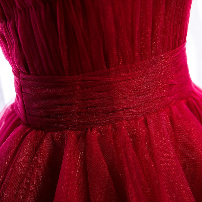 Spaghetti-straps Pleated bodice Ruffle Layered tutu soft tulle prom dress SelenaHuanStudio