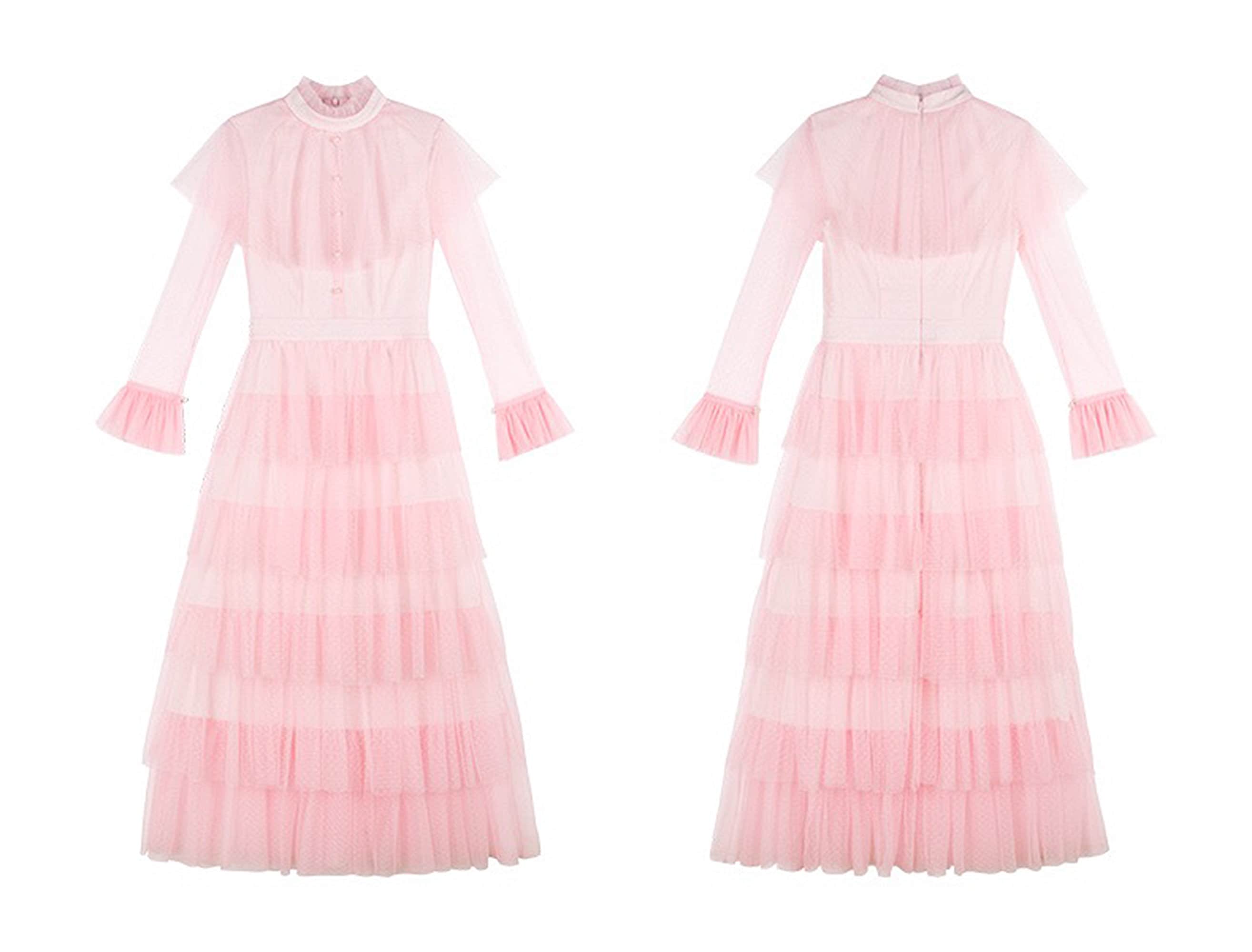 Vintage high neck Layered Ruffle tutu Skirt tulle prom dress with sleeves SelenaHuanStudio