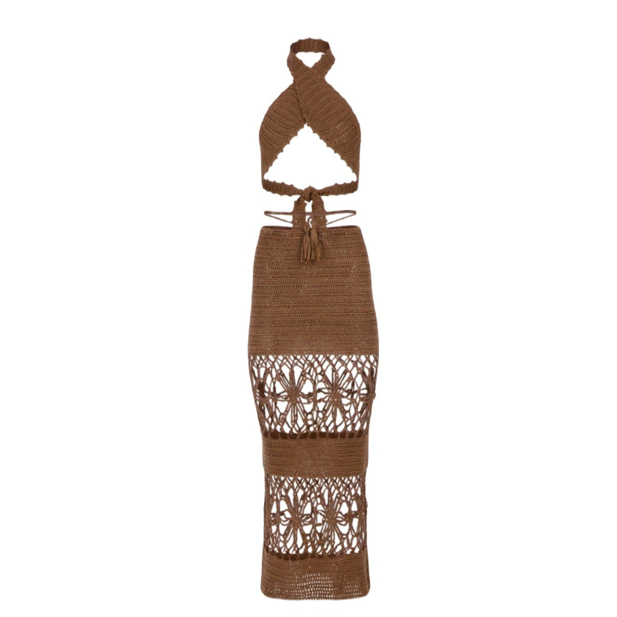 Amaya Crochet Two Piece Set in Sahara