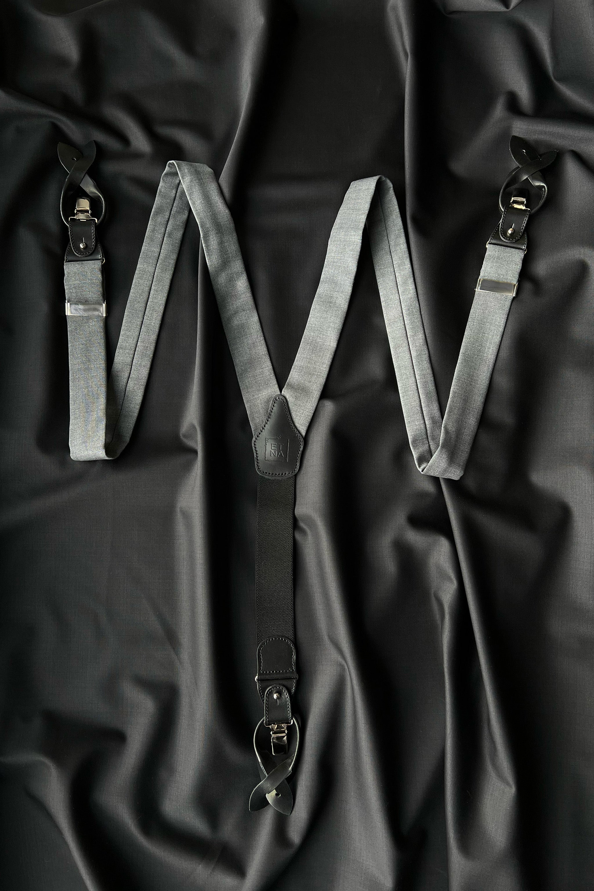 Sophia Grey Ultra-Fine Virgin Wool Suspenders ETNA
