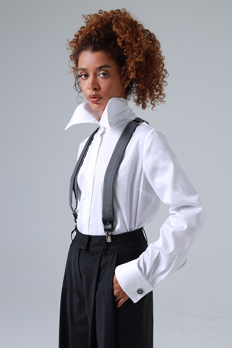 Sophia Grey Ultra-Fine Virgin Wool Suspenders ETNA