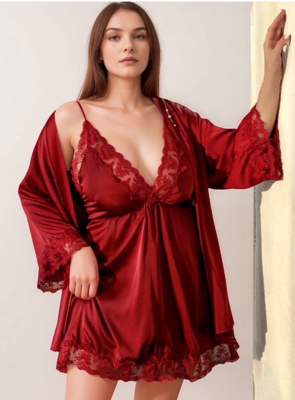 Seductive Blue & Black Lace Silky Lingerie Set - Sizes S to 5XL SelenaHuanStudio