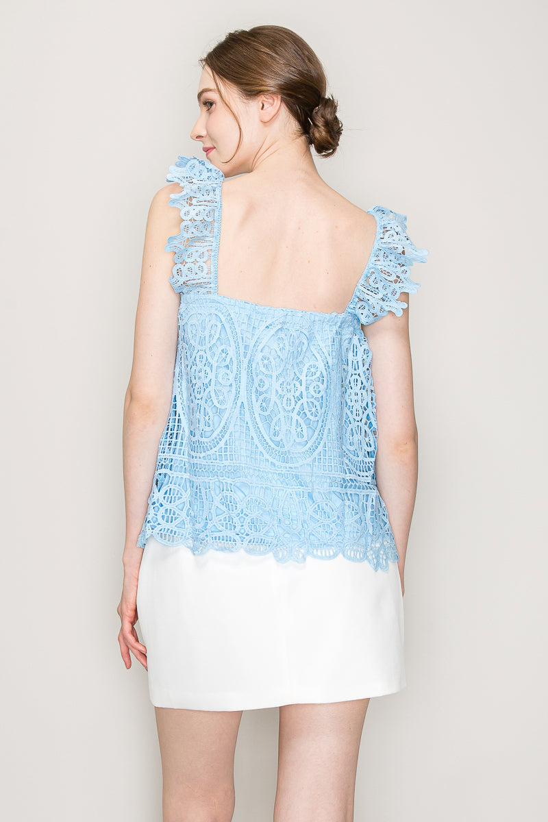 Sleeveless Linen Lace Top Bella Moda Latina