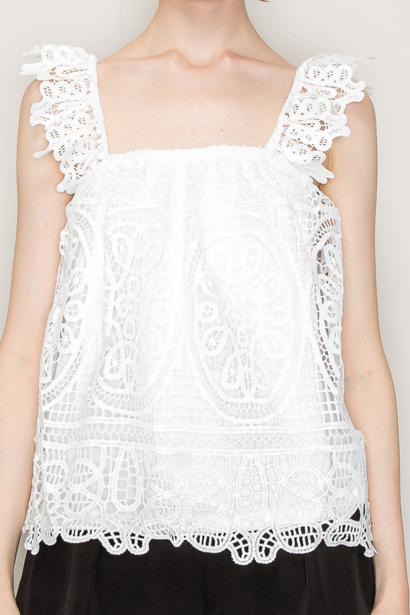 Sleeveless Linen Lace Top Bella Moda Latina