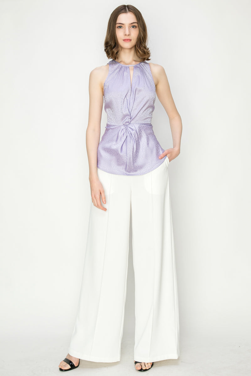 Leopard Print Twist front Sleeveless Blouse Top Bella Moda Latina