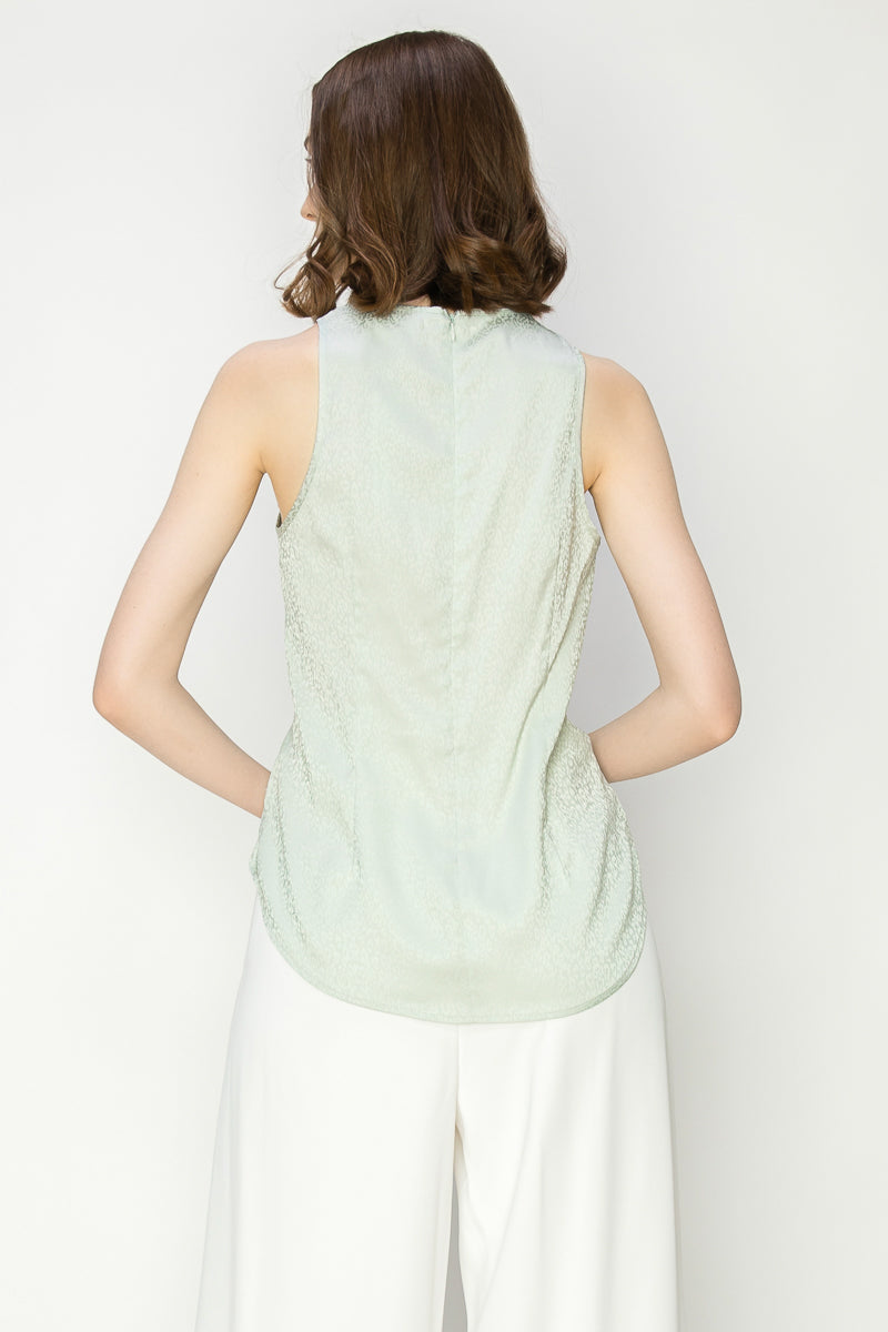 Leopard Print Twist front Sleeveless Blouse Top Bella Moda Latina