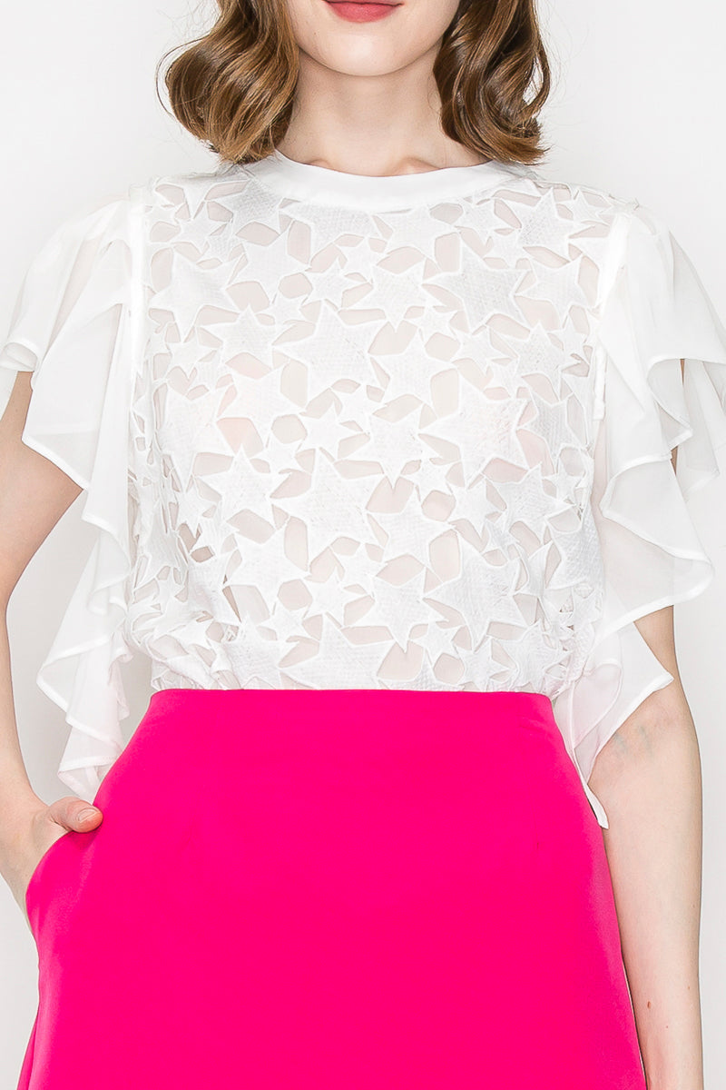 Star Cutwork Butterfly Short Sleeve Top Bella Moda Latina