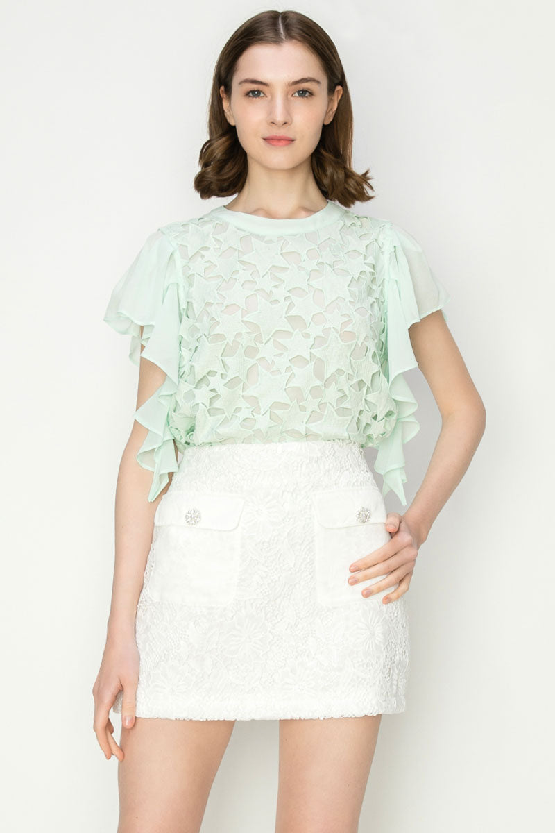 Star Cutwork Butterfly Short Sleeve Top Bella Moda Latina
