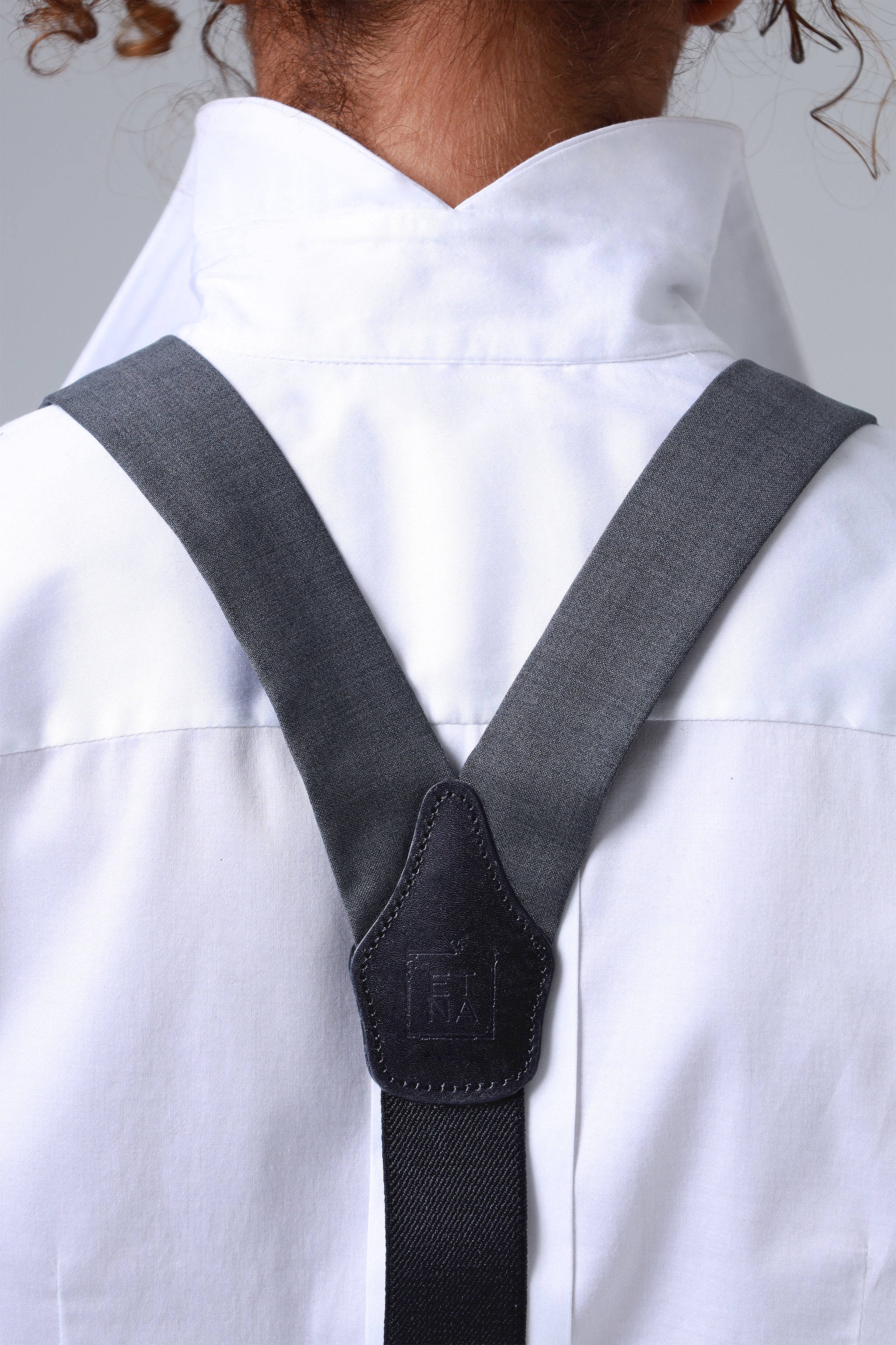 Sophia Grey Ultra-Fine Virgin Wool Suspenders ETNA