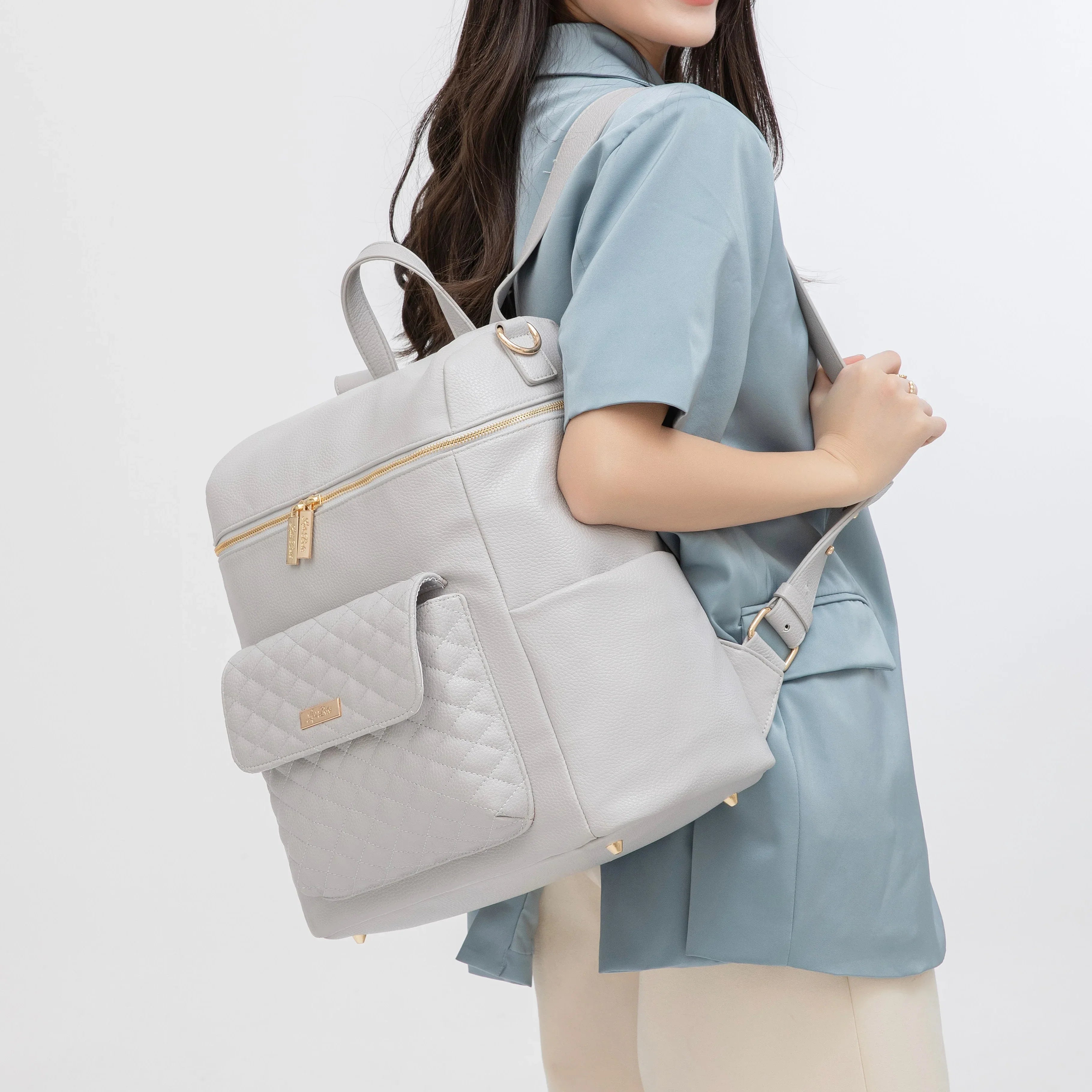 Signature Diaper Bag Stone Grey Luli Bebe