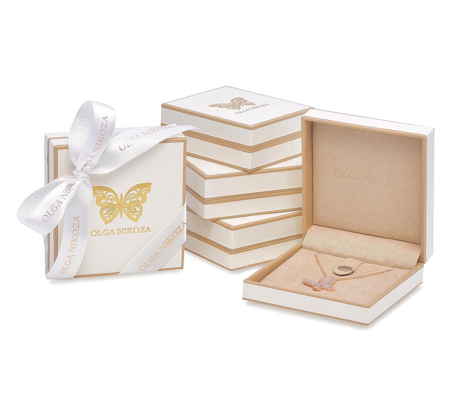 Mother of Pearl w/ 18k Gold & Cubic Zirconia Butterfly Necklace Jewelry NIKOZA