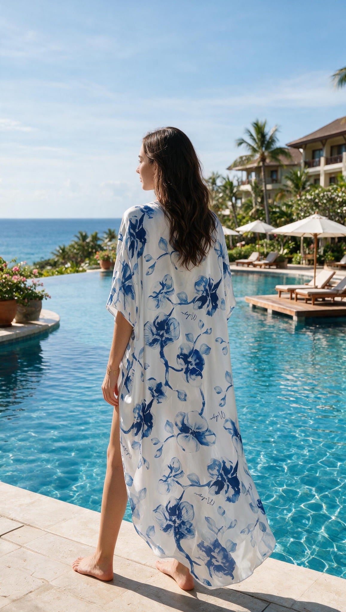 Miranda long cover up 100% Silk Satin