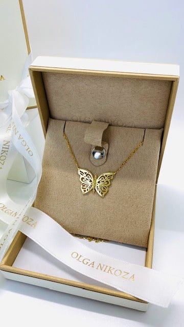 .925 Silver Papillon Butterfly Women's Necklace Jewelry NIKOZA