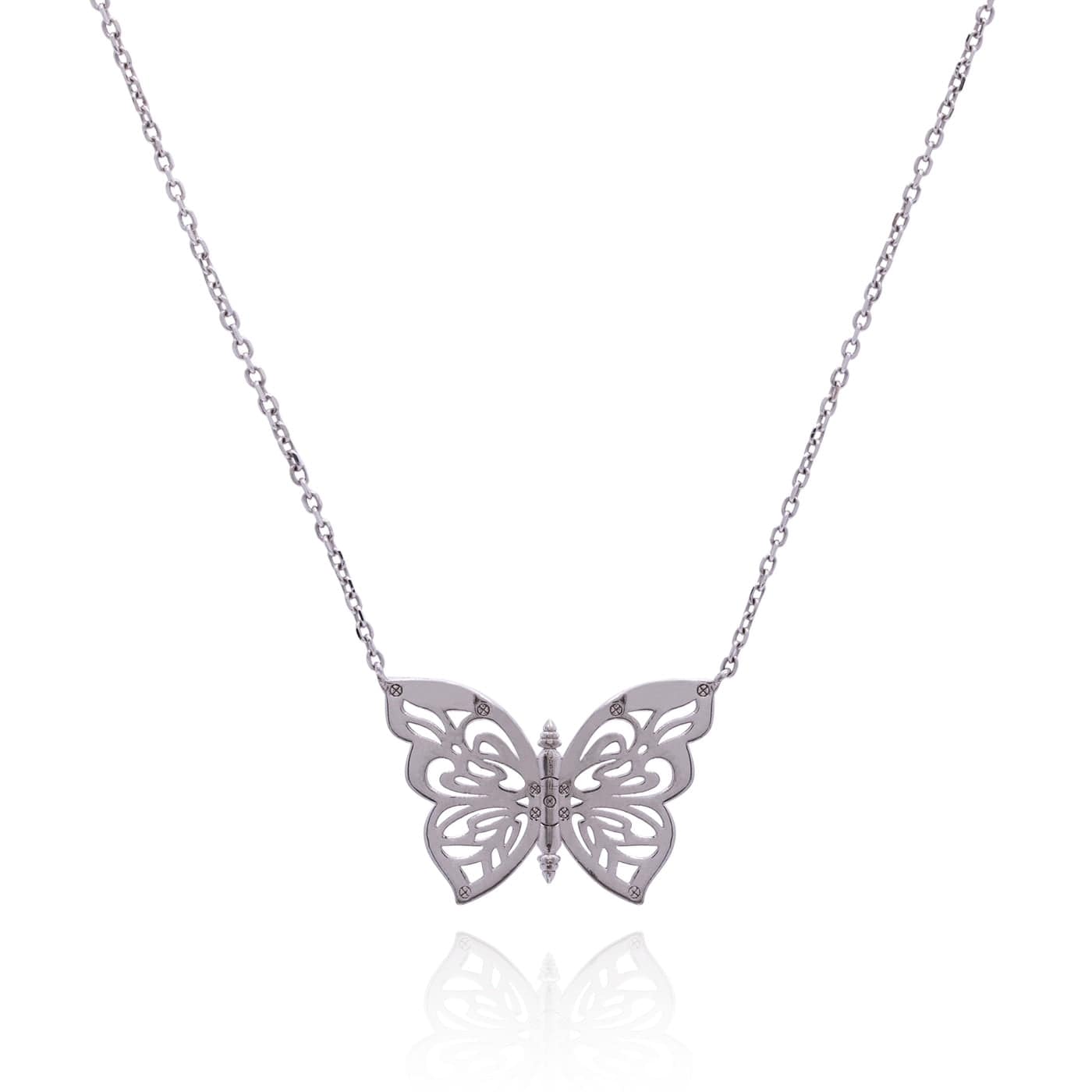 .925 Silver Papillon Butterfly Women's Necklace Jewelry NIKOZA