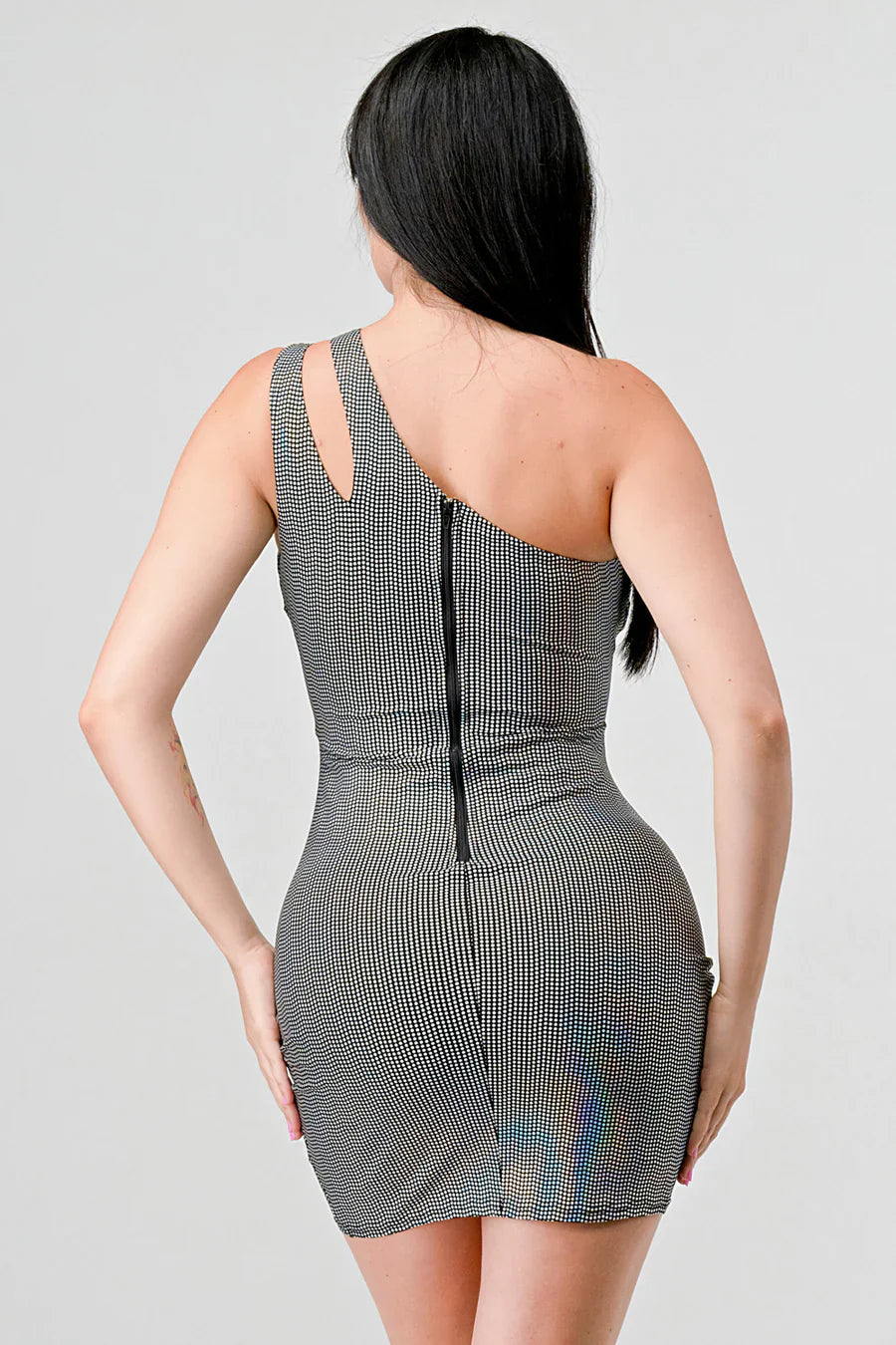 HOLOGRAM METALLIC KNIT ONE SHOULDER Bella Moda Latina