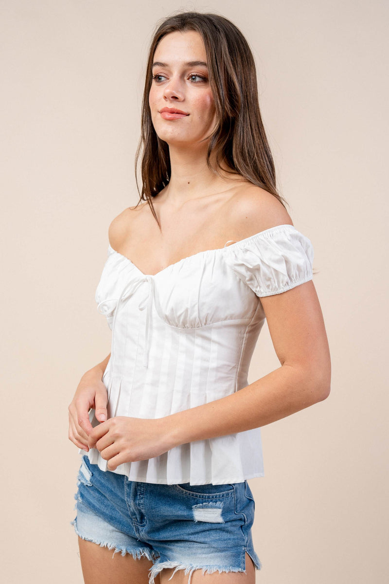 Eleganza Off-Shoulder Cotton Peplum Top Bella Moda Latina
