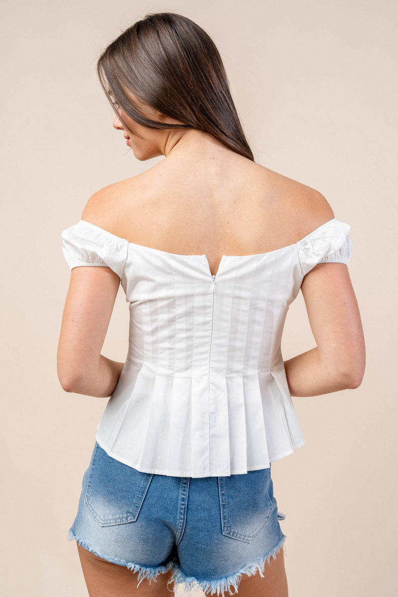 Eleganza Off-Shoulder Cotton Peplum Top Bella Moda Latina