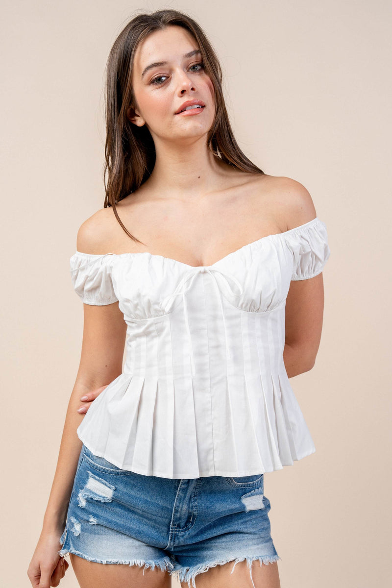 Eleganza Off-Shoulder Cotton Peplum Top Bella Moda Latina