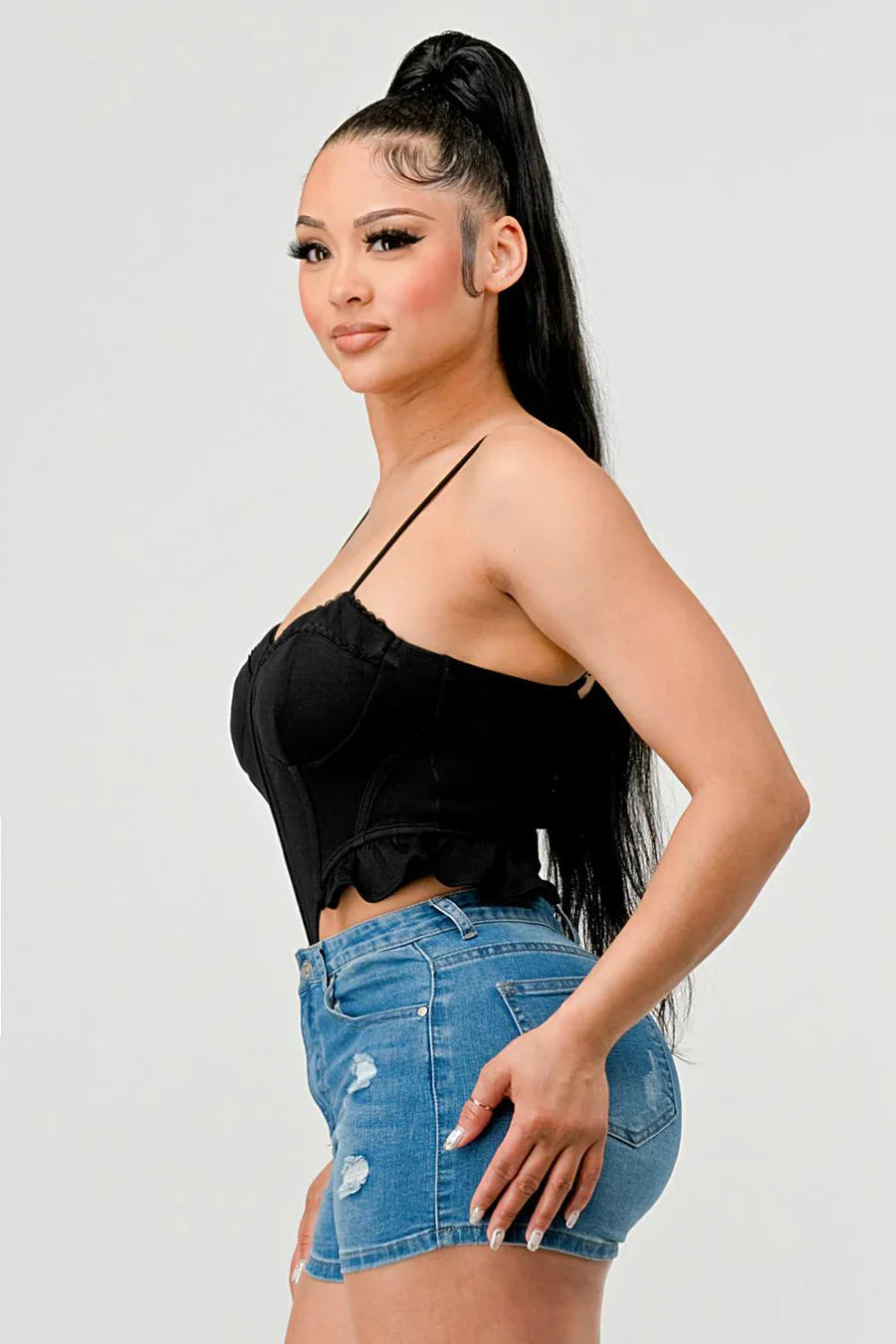 SUPER SOFT SCUBA SIDE FRILLED CAMI BODYSUIT Bella Moda Latina