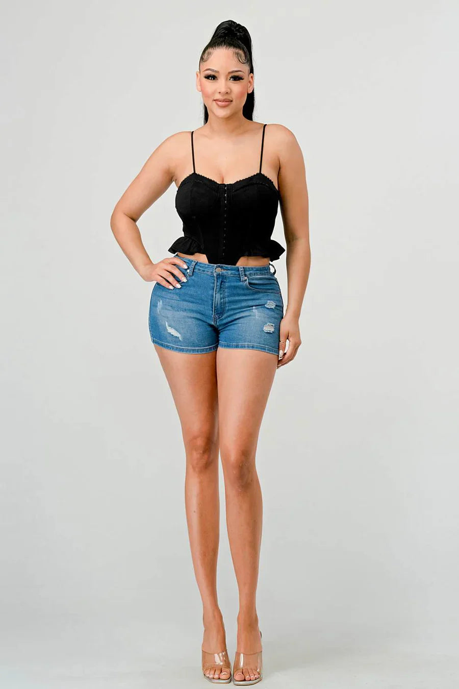 SUPER SOFT SCUBA SIDE FRILLED CAMI BODYSUIT Bella Moda Latina