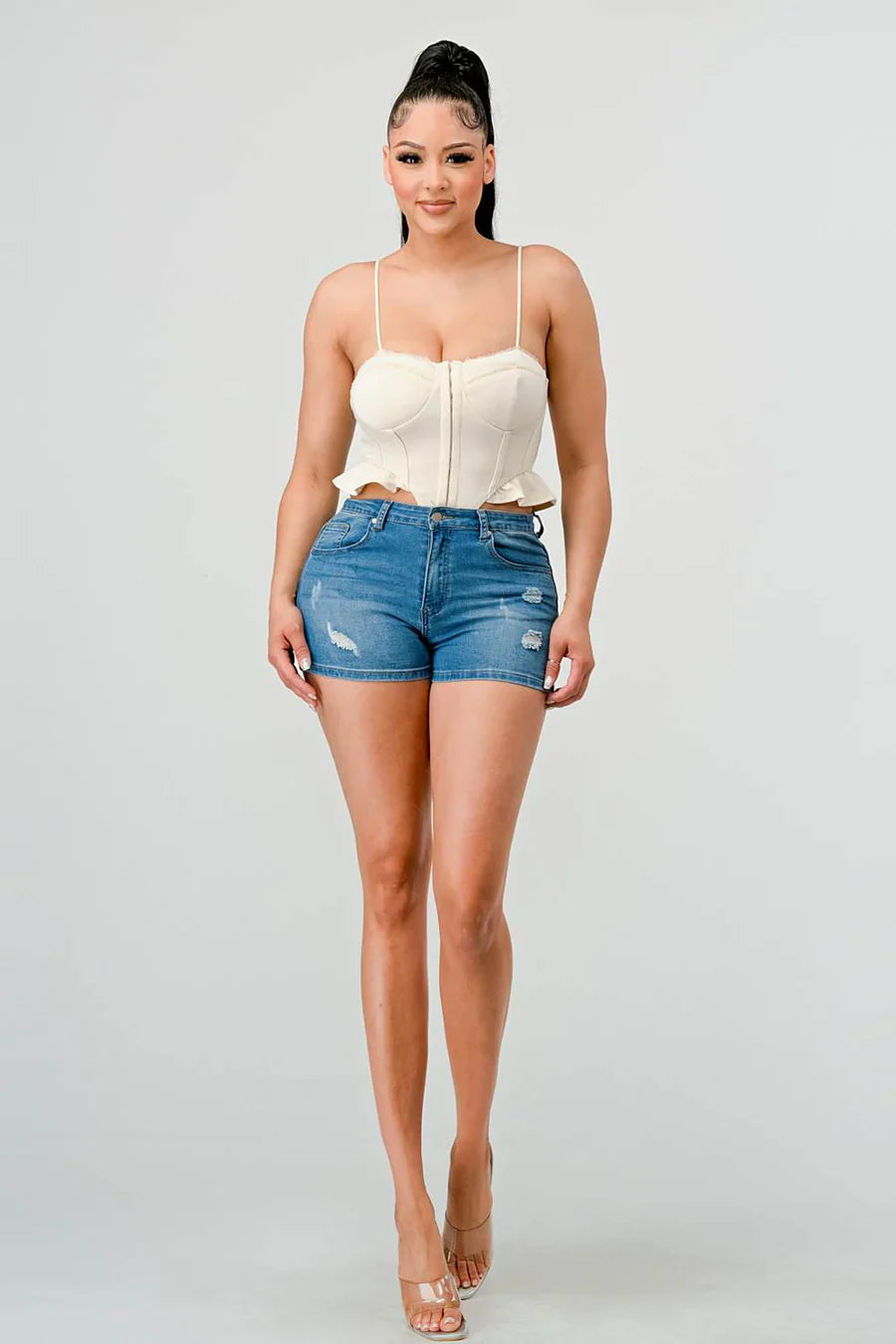 SUPER SOFT SCUBA SIDE FRILLED CAMI BODYSUIT Bella Moda Latina