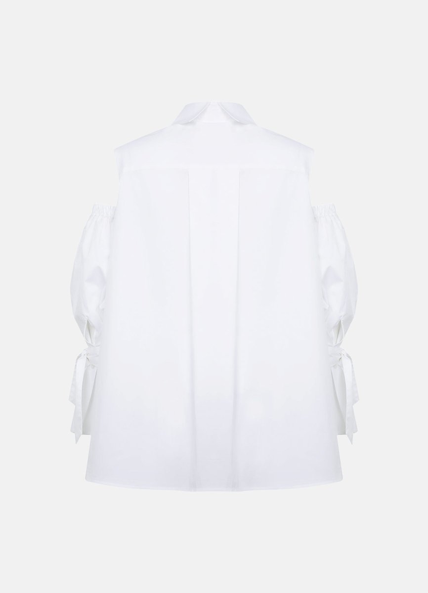 Quarta Open Shoulders White Organic Cotton Shirt ETNA