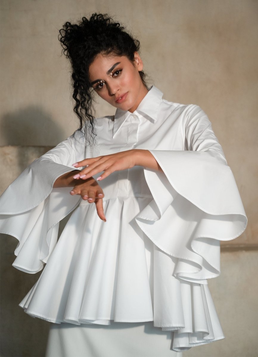 Sesta Italian Design White Gabardine Shirt ETNA